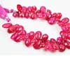 Natural Bright Pink Chalcedony Faceted Pear Drop Briolette Beads Strand Length is 8 Inches & Sizes from 10mm to 14mm approx.
